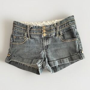 Boom Boom Y2K Booty Micro Mini Jean Shorts Low Rise Cuffed Daisy Duke Pin Up 11